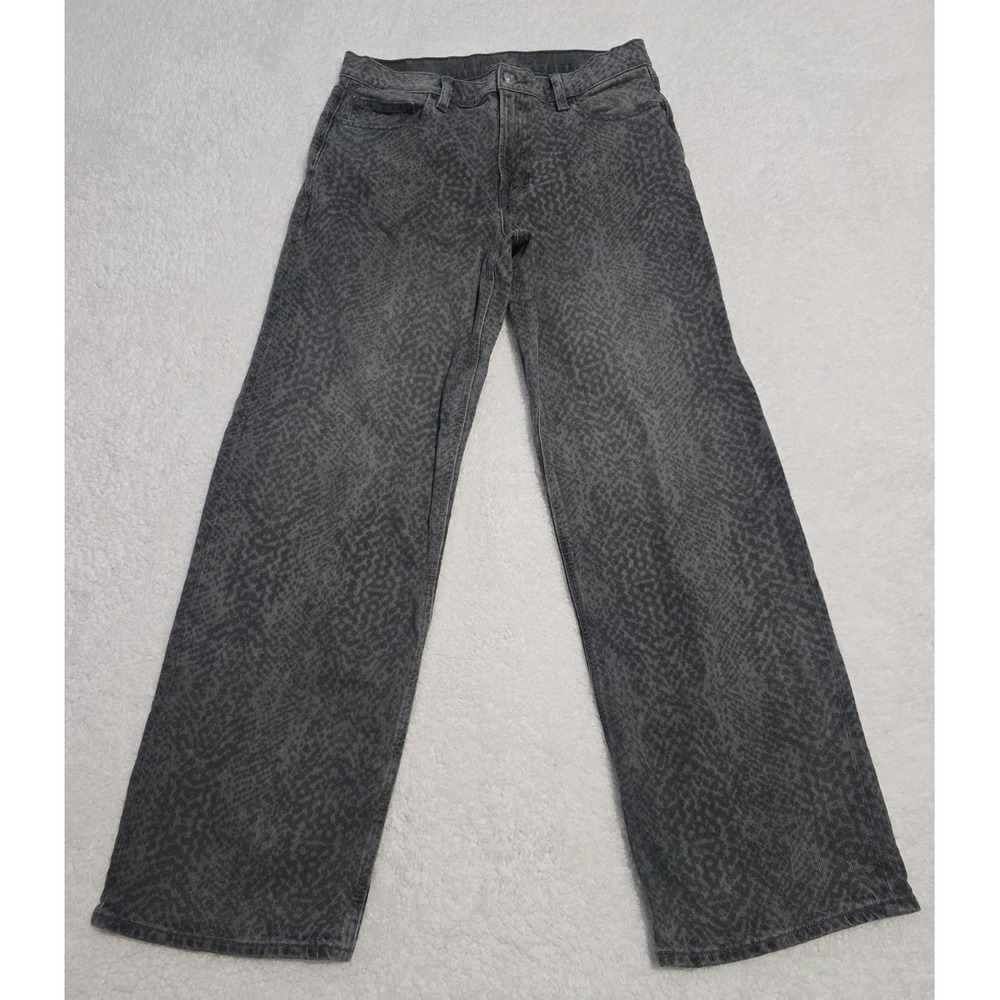 American Eagle Stretch Jeans Womens 6 Short Gray Animal Print High Rise Wide Leg